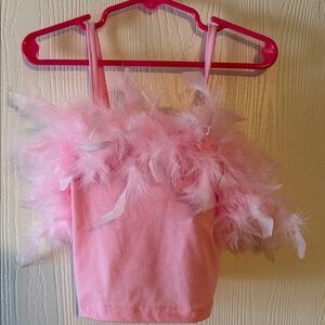 SHEIN Pink Feathered Kids Camisole
